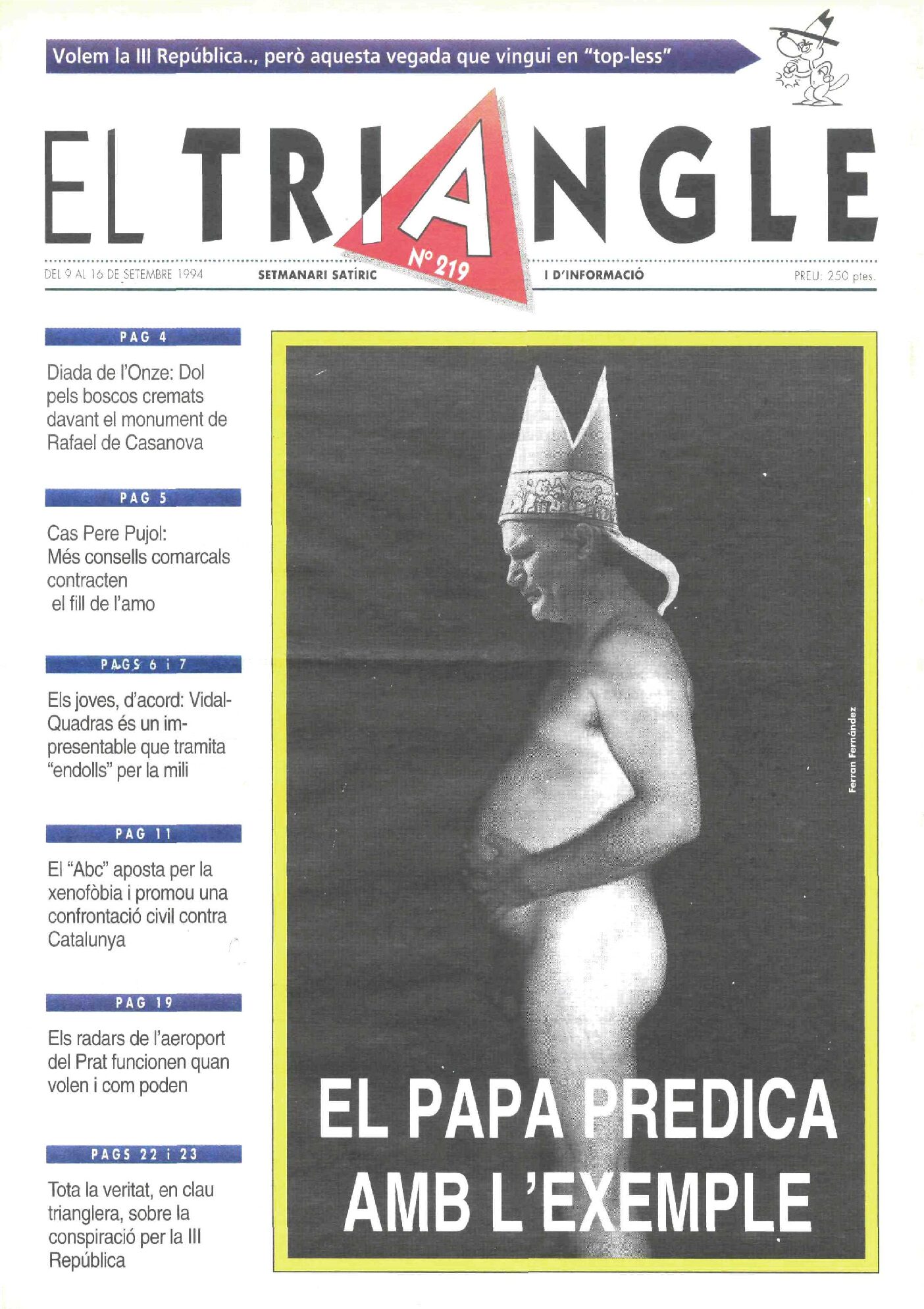 El Papa predica amb l'exemple