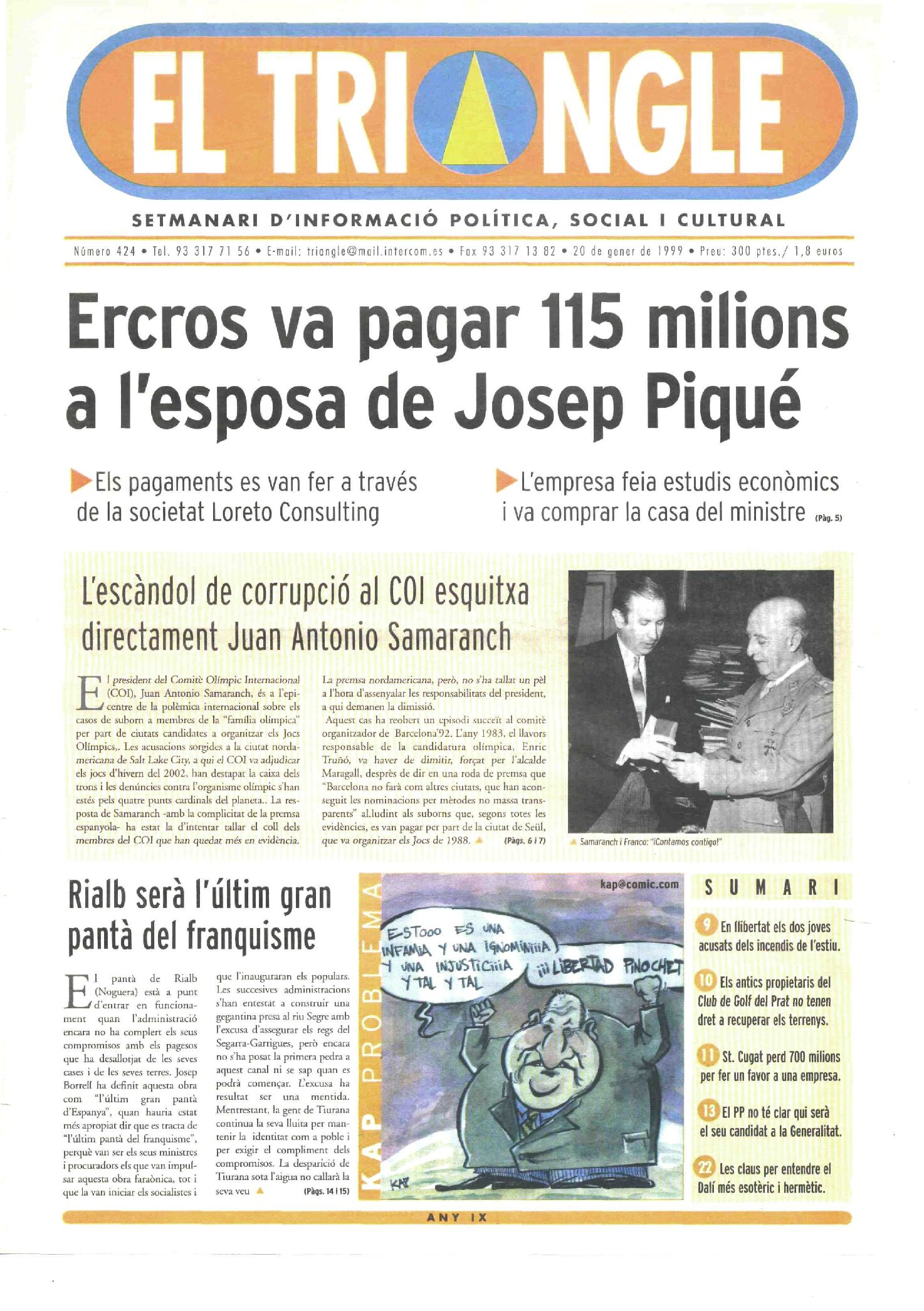 Ercros va pagar 115 milions a l'esposa de Josep Piqué