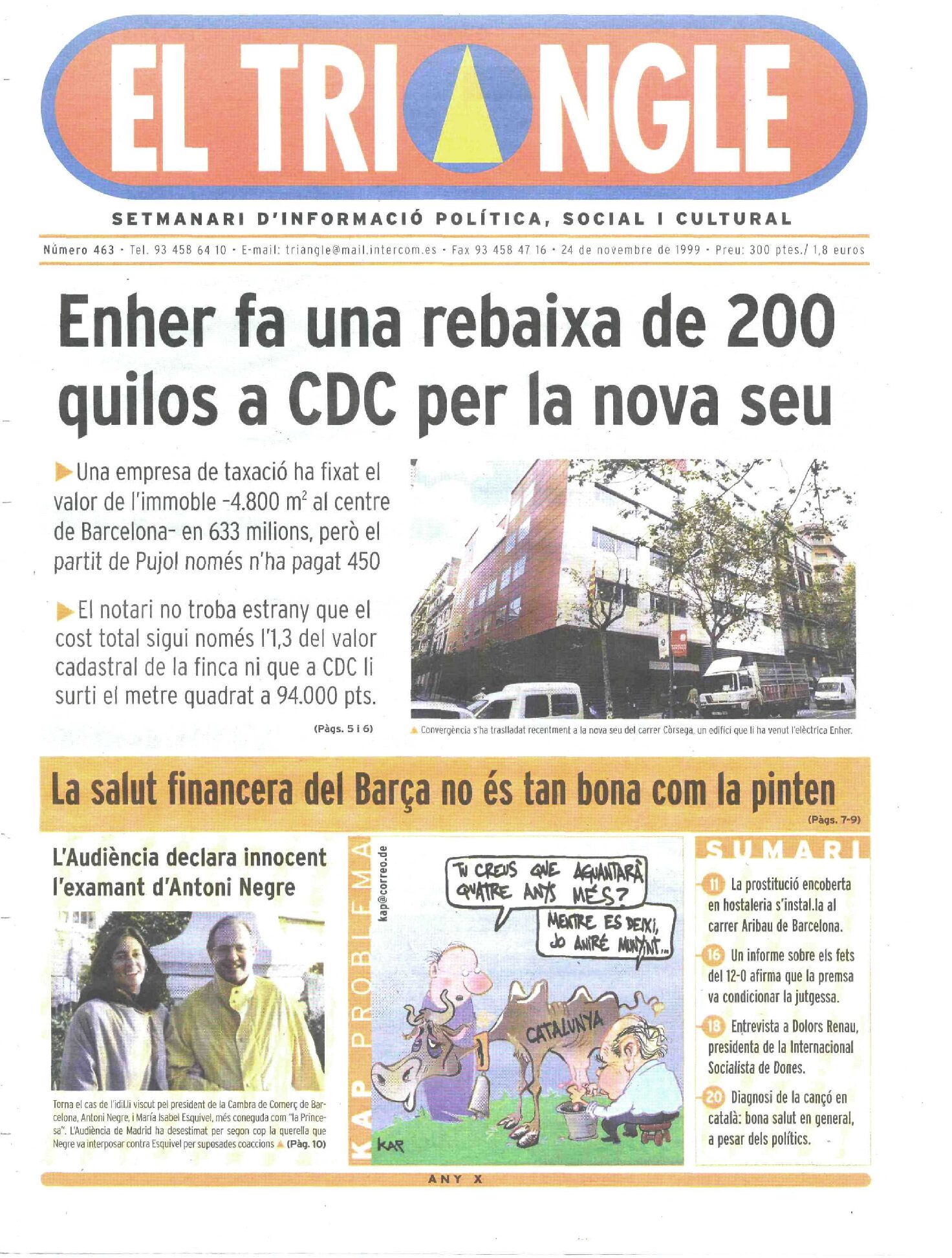 Enher fa una rebaixa de 200 quilos a CDC per la nova seu