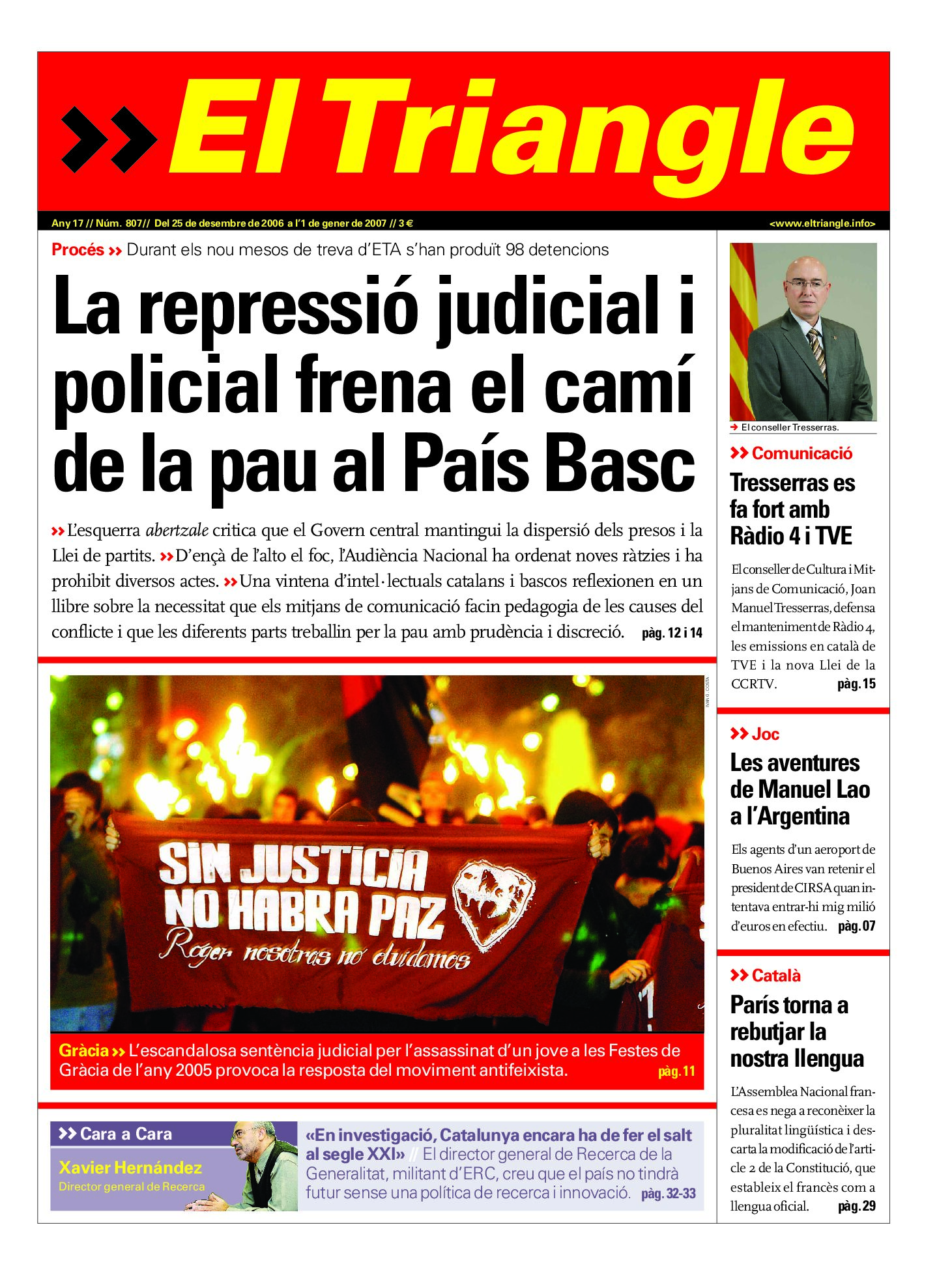 La repressió judicial i policial frena el camí de la pau al País Basc
