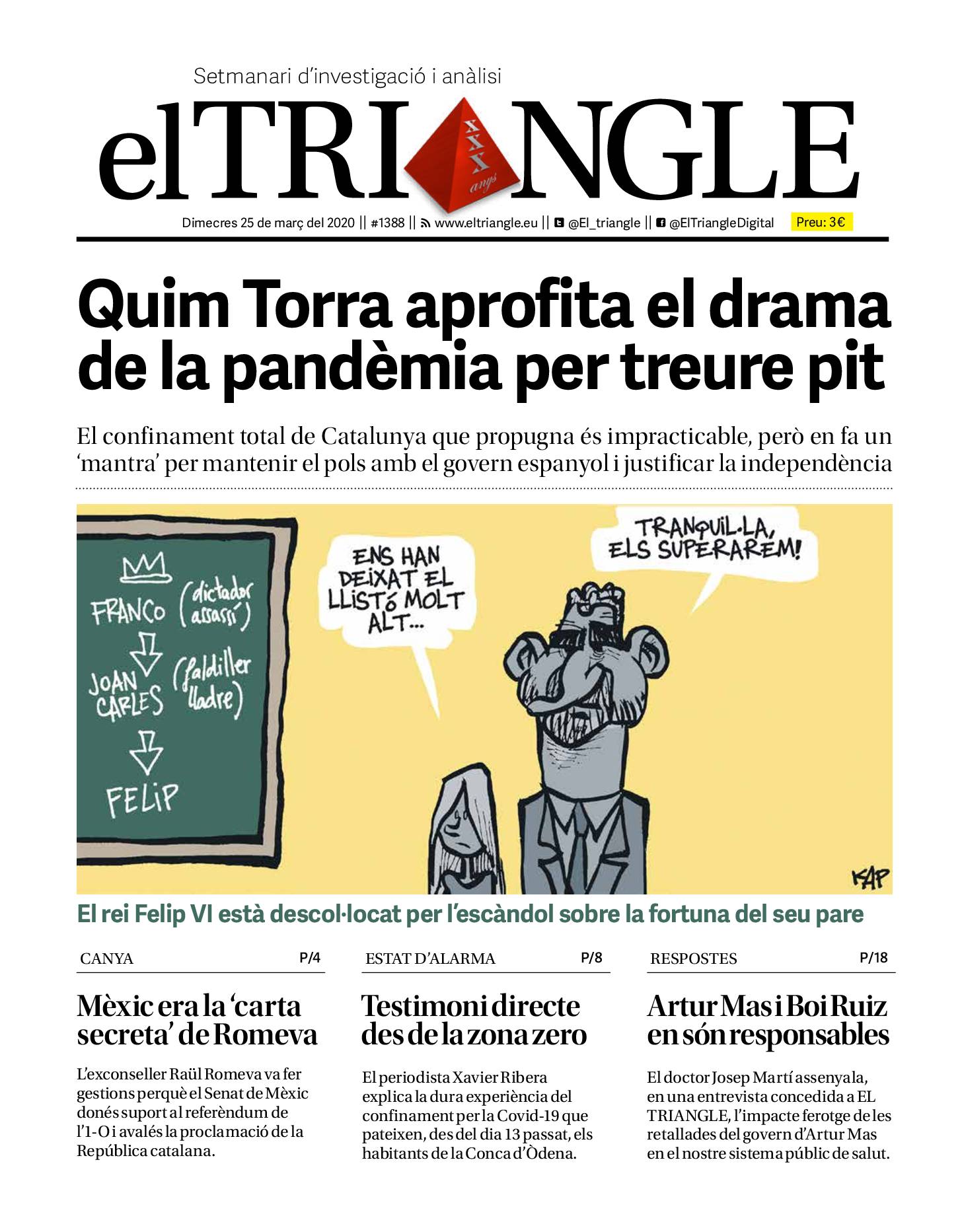 Quim Torra aprofita el drama de la pandèmia per treure pit