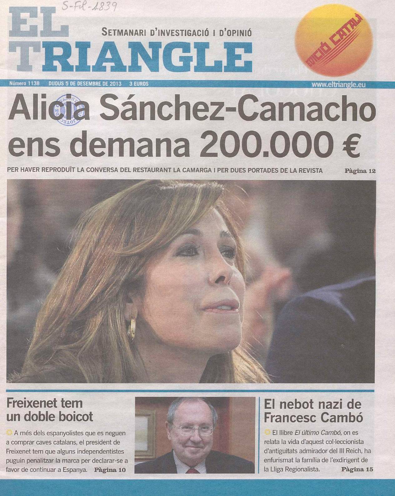 Alicia Sánchez-Camacho ens demana 200.000€